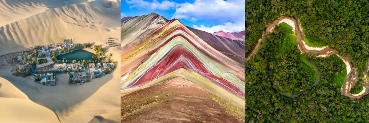 Paysages du P&eacute;rou entre c&ocirc;te Pacifique, Andes et Amazonie