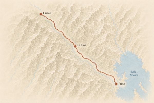 Carte du train entre Puno et Cusco