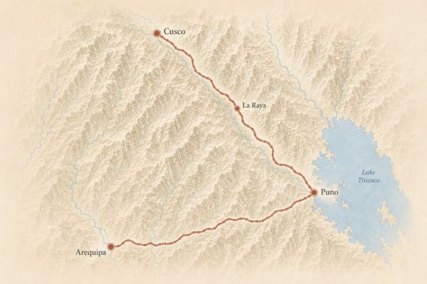 Carte du Belmond Andean Explorer au P&eacute;rou